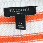 Talbots  Johnny Collar Striped Knit Sweater White‎ Orange 2x Photo 5