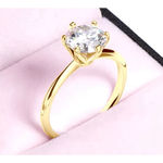 Boutique 2Ct Solitaire Simulated Diamond‎ 14k Gold Plated Silver Engagement Ring Size 10 Photo 8