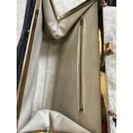 Vintage 50s Style Top Handle Handbag Black Lizard Print Purse Gold Hardware Photo 6