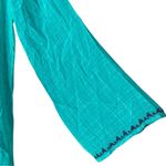 HEMANT & NANDITA Turquoise Floral Boho Chic Silk Tunic Mini Dress Medium Blue Photo 3