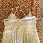 Alythea Ivory Long Maxi Dress Crochet Boho Chic Festival Beach Vacation Size large Photo 10