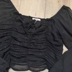 BCBGeneration BCBGgeneration Black Silver Long Sleeve Crop Top Photo 2