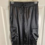 Discreet  Black Satin Cargo Pants w/ Drawstring Waist and Hem Size Small Photo 3