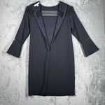 Etcetera Dress Women 0 Navy Blue Open Knit Trim Office Preppy Neutral Minimalist Photo 3