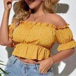 SheIn Lune Plus Confetti Heart Print Bardot Peplum Blouse (553) Photo 0