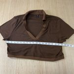 SheIn  Brown Plus Size Ribbed Vneck Short Sleeve Cropped Top 2XL Photo 3