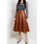 Anthropologie MAEVE x Mariska Faux Leather Midi Skirt, Brown, 8 (US) Photo 2