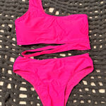 SheIn Bikini Set Pink One-Shoulder Hot Photo 0