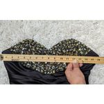 La Femme  Strapless Beaded Bodycon Satin Mini Dress Black Size 8 Photo 6