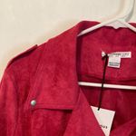 Glamorous women's size 16 dark pink suede full zip belted collared moto jacket Photo 1