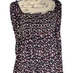 Hint of Mint Women's | | Navy Floral Square Neck Long Sleeve Smocked Top Blouse Photo 1