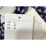 H&M New Geo Print Blouse Top Blue Black Size L Large Mock Neck Photo 7