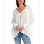 Free People  Small White Small Blouse Cottage Core Boho V Neck Peasant Oversized Photo 2