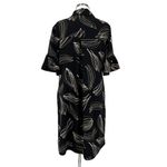 Chico's  Leaf Print Shirt Dress Black Beige Size 8 US Photo 7