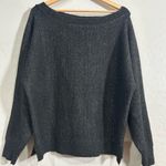 Lulus  Black Metallic Sparkle Sweater Wide Neck Knit Top NWT Fancy Large Holiday Photo 0