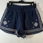 J.Crew  Embroidered Shorts Cotton Blend Drawstring Waist Boho Y2K Blue Size‎ 6 Photo 0