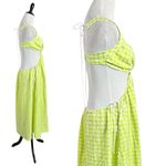 For Love & Lemons Maureen Midi Dress Size Small Neon Green Gingham Cut Out NWT Photo 9