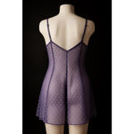 Victoria's Secret Victoria’s Secret Purple Satin Mesh Babydoll Lingerie Slip – Polka Dot VTG Photo 5