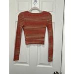 American Eagle Woman’s Crop Sweater Long Sleeve V Neck Red Pink Ombre Size XS. Photo 1