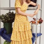 Veronica Beard  Floral Maxi Dress Silk Blend One Shoulder Ruffle Yellow US 8 NWT Photo 0