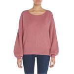 Free People  Shadow Crew Balloon Sleeve Sweater Pink Ribbed Knit Boho Size M Photo 2