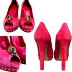 Alexander McQueen AUTHENTIC RED PUMPS HEELS CRYSTAL SKULL SUEDE RARE US 8/38 Photo 3