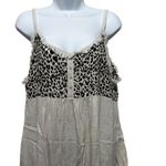 Umgee Womens‎ Babydoll Fringed Tank Top L Beige Leopard Print Y2K Coquette Boho Tan Size L Photo 4