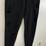 Alo Yoga  Fierce Black Distressed Sweatpants Photo 6
