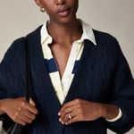 J.Crew Relaxed Cable knit Cardigan Merino Blend Sweater Navy Size L-XL NWT Photo 2