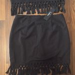 Lulu's Black Fringe Mini Skirt Size M Photo 2