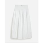 Madewell Smocked Waist Poplin Midi Skirt White A Line Cotton Pockets Large NWT Photo 4