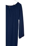 Talbots Women's Dress Midi Boatneck 3/4 Sleeves Blouson Waist Navy Blue Large Photo 1