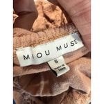 MIOU MUSE Women's Brown Ruffle Tie Strap Crop Top Size S Linen Blend Tan Photo 4