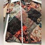 Johnny Was Mabel Print Mix Velvet Back Shirt Silk Blend Bohemian Stretch Large Photo 9