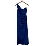 After Six One-Shoulder Cat-Eye Neckline Fit And Flare Satin Maxi Dress Size 8 Photo 1
