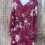 New UGUEST Burgundy & Cream Floral Long Sleeve V Photo 0