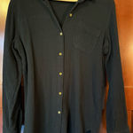 Anne Klein Black Textured Gauze Button Up Top Photo 0