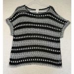 Chico's Sweater Womens 2 Large Black White Short Sleeve Pullover Knit Striped Top Photo 0