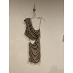 ZARA  Dress Womens Medium Taupe One Shoulder Cutout Ruched Draped Mini Cocktail Photo 5