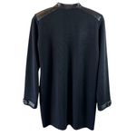 Dana Buchman Women’s Black Merino Wool & Leather Trim Sweater Jacket Size Large Photo 5