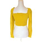 Japna Japan Smocked Long Sleeve Crop Top Golden Yellow Womens Size XS Photo 1
