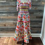 NWT CeliaB Nilsa Multicolor Ric Rac Shoulder Tie Midi Dress Size Large Red Photo 6