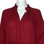 Loft  Shirt Womens Medium Red Babydoll‎ Balloon Sleeve Ruffle Bohemian Peasant Photo 3