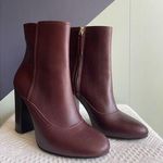 Lanvin NWOB Plum Leather Block Heel Ankle Boots Sz 37 Purple Photo 0