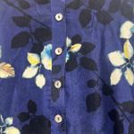 St. John Silk Floral Navy Blue Black Button Front Tunic Top Blouse Shirt Small Photo 2
