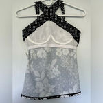 Nwt SWIM SOLUTIONS Women's Black Hibiscus Stretch Halter Tankini Swim top medium Size 8 Photo 4