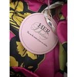 Her Destiny Floral Print Satin Maxi Length Circle Skirt Size Large Tropical Pink Photo 6