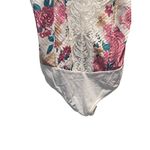 Free People  Intimately Good Luck Charm Floral Print Bodysuit Cream Size L Photo 6