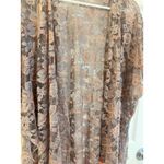 Kollie More Lace Kimono‎ One Size Gray Pink Floral Open Front Cardigan Photo 1