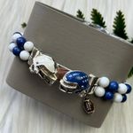 Football helmet white blue bead stretchy bracelet Photo 2